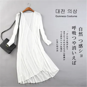 Móda Jar Leto Kimono Cardigan Ženy Dlhé Voľné Blúzky Tričko Plus Veľkosť Bavlna Pláži Košele Opaľovací Krém Oblečenie Blusas
