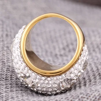 Móda Jasné Rakúskeho Kryštálu Snubné Prstene Pre Ženy Vysokej Kvality Zlatá Platňa Z Nehrdzavejúcej Ocele Príslušenstvo Šperky Krúžok