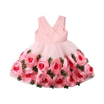 Móda Kvet Dievčatá Šaty Princezná Čipky Rose Party Sprievod Šaty Formálne Šaty