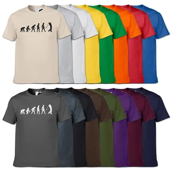 Móda Men Evolution Golfs T-shirt pre mužov Tvorivé Zábavné Vývoj Športu Hrať Golf Vysokej Kvality, 16 Farieb, Mens Tee tričko
