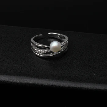 Móda Multi-layer Pearl Krúžok Prírodné Sladkovodné white Pearl Krúžok Pre Ženy Snubné Prstene Darček