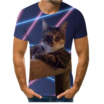 Móda nové osobnosti mačka 3D tlač mužov a žien t-shirts, O-krku prispôsobené pár košele, ležérne pánske t-shirt
