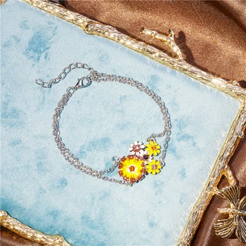 Móda nádherné luxusné žltý kvet náramok lesklé očarujúce temperament žien elegantné ušľachtilý šperky Valentína darček