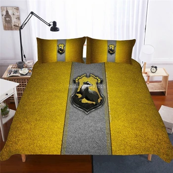 Móda Potter 3d Vytlačené posteľná bielizeň Nastaviť Magic School Zvieratá Logo Vzor Obliečky Kryt Nastaviť obliečka na Vankúš jednoduché Dvojité Kráľ Obliečky