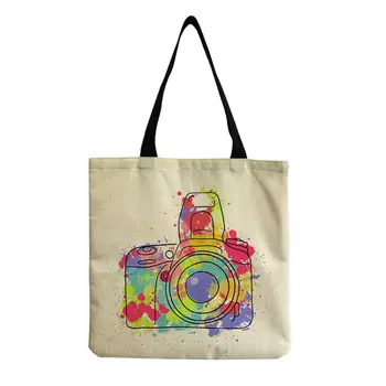Móda Prispôsobené Obmedzenej Nákupní Taška Cez Rameno Svetlé Farby Žena Nákupní Taška 2020 Hot Predaj Cartoon Fotoaparátu Tlač Tote Bag