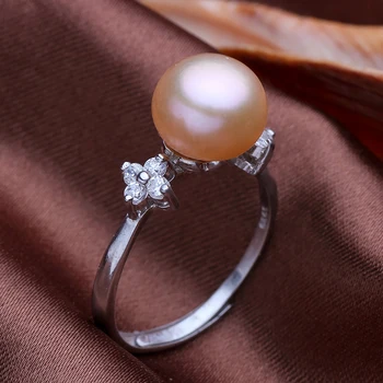 Móda Prírodné Sladkovodné black Pearl Krúžky Pearl šperky 925 Sterling Silver Jednoduché Prstene pre Ženy Darček