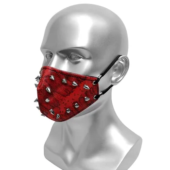 Móda Punku Červená PU Kožené Masky Polovicu Tváre Cosplay Nit Maska Cosplay Proti Prachu Steampunk Motocykel Biker Vtipné Masky