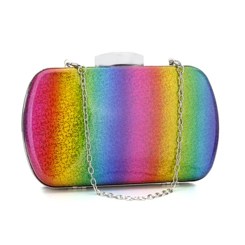 Móda Rainbow Box Večer Taška Ženy Dizajnér Elegantná Taška Strany Svadobné Spojka Kabelku Ženské kabelky Jelly Reťazca Tašky cez Rameno
