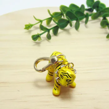Móda roztomilé Malé Žlté Tiger Charms Taške na Zips, kľúčenky Pre Ženy Náramok, Náhrdelník