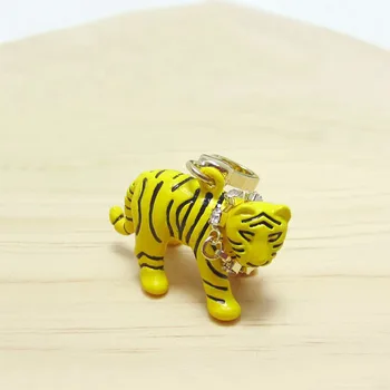Móda roztomilé Malé Žlté Tiger Charms Taške na Zips, kľúčenky Pre Ženy Náramok, Náhrdelník