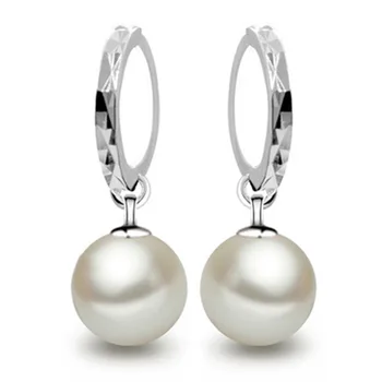Móda Sladkovodné Pearl Náušnice Príslušenstvo 925 Sterling Silver šperky, Perly Šperky White Pearl Hoop Náušnice Pre Ženy/Dievčatá