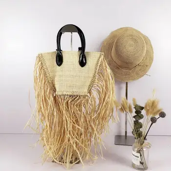 Móda strapec slamy vaky, ratanový výplet ženy kabelky návrhár luxusných ručný papier ramenný crossbody tašky letné beach S2187