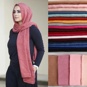 Móda úplné pokrytie-up Crinkle Hidžáb Šatku Obyčajný Bavlna Moslimská Žena, Šály a Zábaly Turban foulard Hijabs Malajzie Šatku
