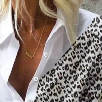 Móda Ženy Dlhý Rukáv Leopard, blúzky, košele 2020 Leto V krku Tričko Lady OL Strany Topy Elegantné Plus Veľkosť Streetwear blusas