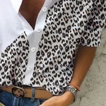 Móda Ženy Dlhý Rukáv Leopard, blúzky, košele 2020 Leto V krku Tričko Lady OL Strany Topy Elegantné Plus Veľkosť Streetwear blusas