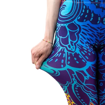 Móda Ženy Modrá Tlač Mandala Legíny Sexi Cvičenie Pružnosť Nohavice Fitness Úsek Dna Slim