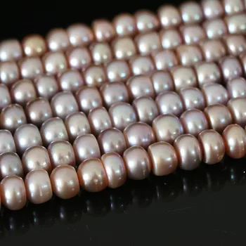 Móda ženy prírodných sladkovodných kultivovaných pearl fialová 9-10mm tlačidlo elektronické rondelle voľné korálky šperky čo 15inch B1384
