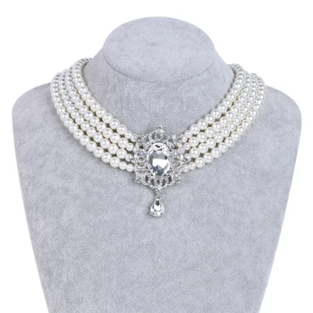 Móda Ženy Šperky Častý Korálky Reťazca Romantický Choker Náhrdelník elegantná náhrdelníky pre ženy Crystal Classic Príslušenstvo