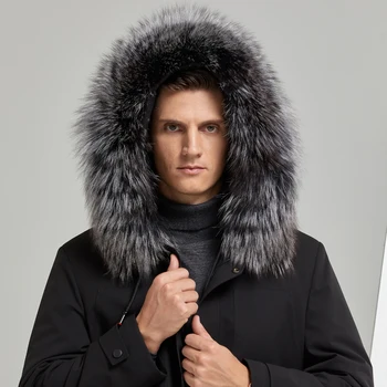 Módne high-end Taliansko štýl reálne králik kožušinou coats reálne fox kožušiny golier bundy zimné mužov parkas majú vrecká