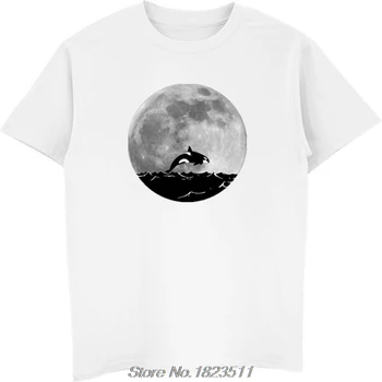 Módne Letné Hot Predaj kosatka Full Moon T-shirt Fantasy Retro Orca Tričko Mužov Zábavné Tee Tričko Harajuku Streetwear