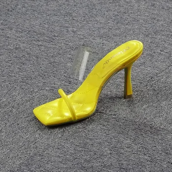 Módne Letné Sandále PVC Crystal Otvoriť Leňoch Vysoké Podpätky Ženy Transparentné Päty Sandále, Papuče Čerpadlá 10.5 CM Veľká Veľkosť 43
