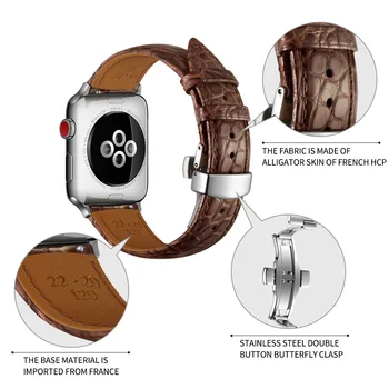 Módne Originálne Kožené pánske Watchband Krokodíla Popruh Náramok pre iWatch Smart Apple Hodinky potítka 38 mm 40 mm 42mm 44 mm
