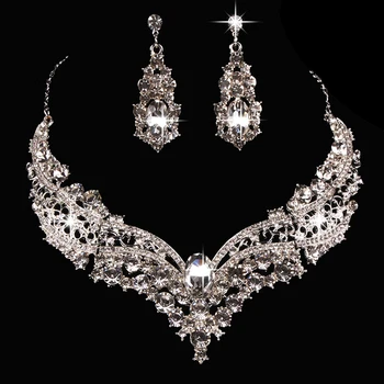 Módne Svadobné Drahokamu Náhrdelníky Náušnice Šperky Set Crystal Golier Strany, Šperky, Šperky Ženy Príslušenstvo