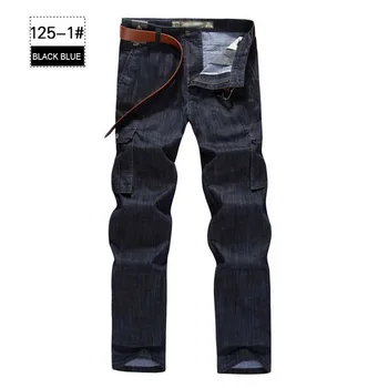 Módne Trendy Vojenské Jeans Denim Cargo Nohavice Mužov Bavlna Voľné Neforemné Vreckami Rovné Nohavice Plus Veľkosť Človeka Dna Oblečenie