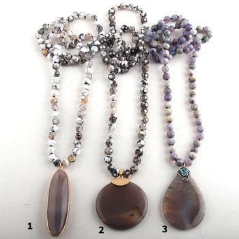 Módne Šperky Kamene Viazané Drop Kameň Prívesok Náhrdelníky Pre Ženy, Etnické Náhrdelník