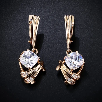 Módne Šperky Zlaté Dlhé Náušnice 6 Farby Crystal Štvorcový Zirkón Visieť/Drop Náušnice pre Ženy, Ženy Darček