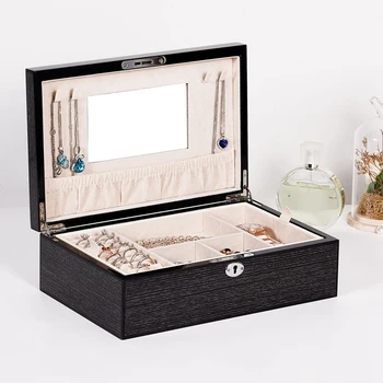 Módny Dizajn Veľké Piano Lak Šperky Box Šperky Zobraziť Prípade 2 Vrstvy Make-Up Organizátor Krúžok Náhrdelník Úložný Box