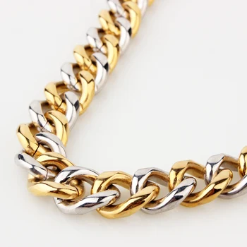 Módny Dizajn z Nehrdzavejúcej Ocele Striebornej Farbe&Gold Kubánskej retiazky Mužov a Žien Náhrdelník/Náramok Unisex to Šperky 7-40inch