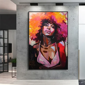 Módny Plagát Vybuchujúce Hlavy Ženy Plátno Čl Oleja Maľovanie obrazov na Stenu pre Obývacia Izba Domova Africké Umenie, Nástenné Maľby