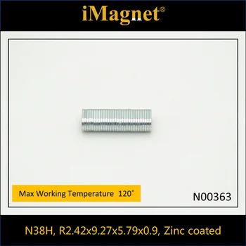 N00363 30/100/200pcs N38H Eliptických Vzácnych Zemín Neodýmu, Magnet,R2.42x9.27x5.79x0.9mm,Blok Ndfeb Magnetmi ,pozinkovaný plech