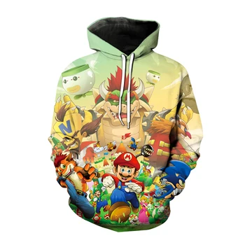 Na jar a na jeseň 3d mužov sveter zábavné Mario hoodie malej veľkosti chlapec dievča roztomilý pulóver s kapucňou,