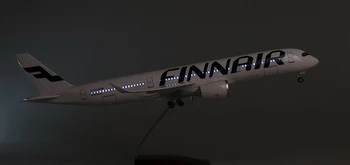 Na Sklade 47 cm 1/142 A350 FINNAIR Lietadlo Lietadlo Lietadlo Model s LED svetlom Živice Základ Zbierka Hračiek