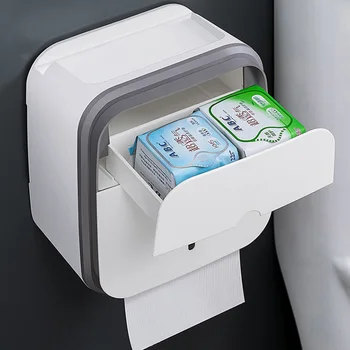 Na Stenu Držiak Police Domov Nepremokavé Toaletného Papiera Zásobník Roll Dávkovač Na Toaletný Papier Úložný Box Kúpeľňových Doplnkov