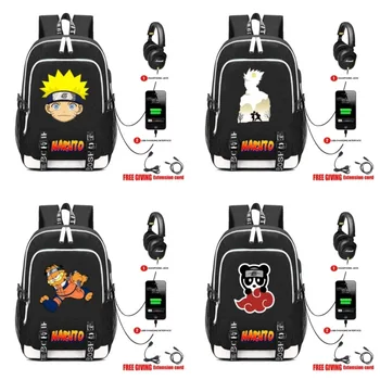 Nabíjanie pomocou pripojenia USB konektor pre Slúchadlá Teenagerov unisex cestovná Taška študent knihy packsack anime Naruto batoh cospaly batoh 24 štýl