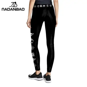 NADANBAO jednofarebné Čierne Legíny Ženy Cvičenie Nohavice 3D Vytlačené Planéty Leggins Vysoký Pás Fitness Legins Elastické Nohavice