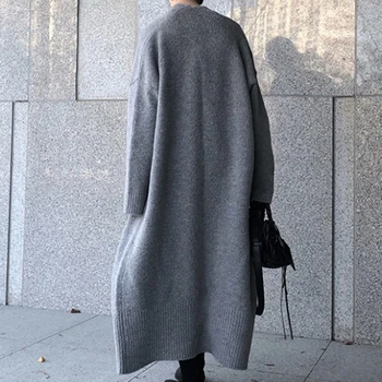 Nadrozmerné sknitted cardigan ženy sveter dlhé ženské Dámy dlhý rukáv kórejský jeseň 2020 Jeseň oblečenie black plus veľkosť