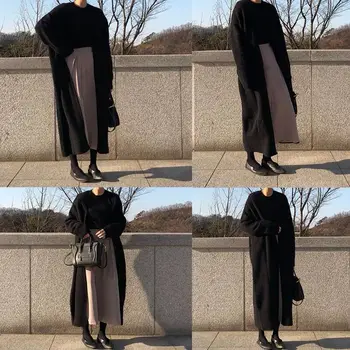 Nadrozmerné sknitted cardigan ženy sveter dlhé ženské Dámy dlhý rukáv kórejský jeseň 2020 Jeseň oblečenie black plus veľkosť