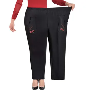 Nadrozmerné Ženy Nohavice Zimné Plus Velvet Teplé Strednom veku Oblečenie Vysoko Elastický Pás Nohavice Plus Veľkosť XL-8XL Nohavice Žena