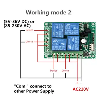 Nahnevaný opice 433Mhz Univerzálne Diaľkové Ovládanie Prepínač STRIEDAVÝ 85V ~ 250V 220V 4 Kanálový Reléový Prijímač, Modul a RF Control