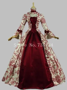 Najlepší Predajca Vintage Vytlačené Stredoveké Renesančné Obdobie Dress18th Storočia Márii Antoinette Šaty Maškaráda Plesové Šaty, Vestido