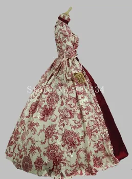 Najlepší Predajca Vintage Vytlačené Stredoveké Renesančné Obdobie Dress18th Storočia Márii Antoinette Šaty Maškaráda Plesové Šaty, Vestido