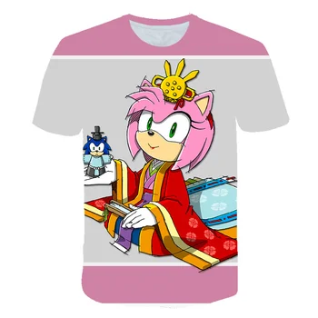 Najnovšie 3D animovaný Sonic T Shirt Deti Oblečenie Letné Krátke Vytlačené Modrou Sonic The Hedgehog t-Shirt Chlapcov Streetwear Deti Topy