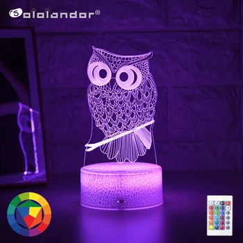 Najnovšie Dieťa Svetla Noc 3D LED Nočné Svetlo Tvorivé Tabuľka Nočná Lampa Romantický Sova svetlo Deti Grile Domáce Dekorácie Darček