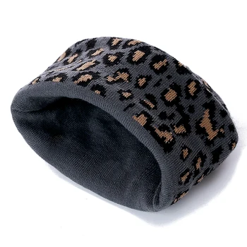 Najnovšie Módne Ženy Klobúk Leopard Tlač Zimné Klobúk Módne Teplé Zimné Klobúk Pre Ženy Háčkovanie Lyžiarske Neforemné Čiapočku Spp