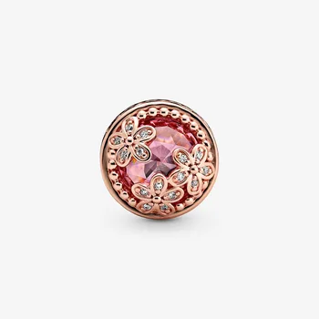 Najpredávanejšie 925 Sterling Silver Perlivé Ružové Daisy Kvetinové Kúzlo Korálky fit Pôvodné Pandora Prívesky Náramok Šperky Darček