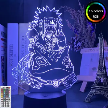 Naruto Anime Nočné Svetlo Figúrka Jiraiya LED 3d LED Deti Nočné Lampy Ilúziu, USB 3D Deti Darček Lampa pre Domáce Spálne